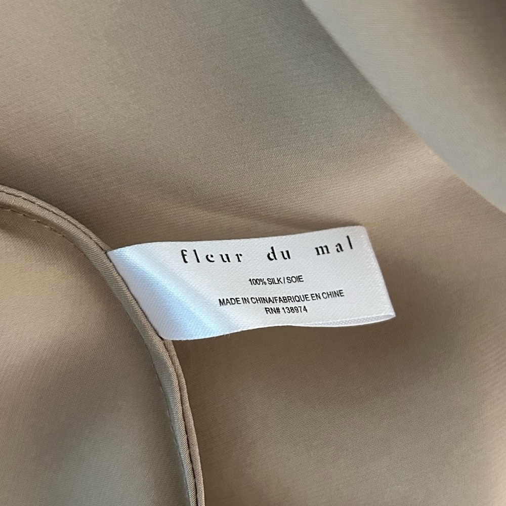 Fleur du mal NWT Short Cowl Neck Slip Dress Small Silk Bubbly Gold Mini - Picture 5 of 6